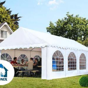 Professzionális rendezvénysátor 4x6 m, ponyva lángálló PVC erősített szerkezettel fehér