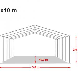 Professzionális rendezvénysátor, 5x10 m ponyva PVC 700 szürke-fehér