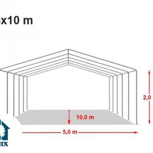 Professzionális rendezvénysátor 5x10 m, ponyva tűzálló PVC  fehér