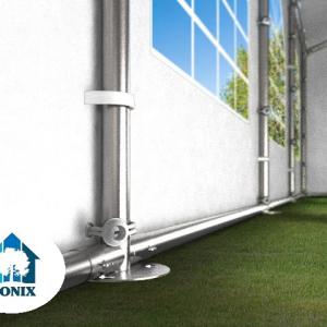Professzionális rendezvénysátor, 5x12 m ponyva lángálló PVC oldalmagasság +2,6 m erősített szerkezettel fehér (60m2)