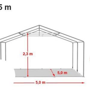 Professzionális rendezvénysátor  5x5m, ponyva PVC fehér  erősített szerkezettel padlókerettel