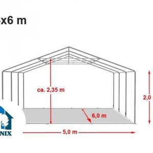 Professzionális rendezvénysátor 5x6m, ponyva tűzálló PVC  fehér erősített szerkezettel