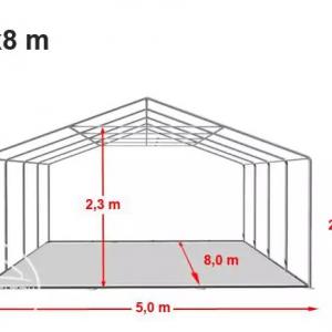 Professzionális rendezvénysátor  5x8 m, ponyva PVC erősített szerkezettel