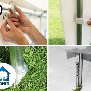 Professzionális rendezvénysátor 6 × 12 m, lángálló PVC ponyvával, megerősített horganyzott acélvázzal, 72 m², fehér