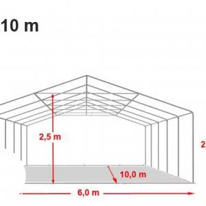 Professzionális rendezvénysátor 6x10 m, ponyva lángálló PVC szürke erősített szerkezettel