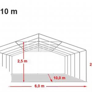 Professzionális rendezvénysátor 6x10 m, ponyva tűzálló PVC szürke erősített szerkezettel