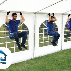 Professzionális rendezvénysátor 6x10m, ponyva PVC fehér erősített szerkezettel, padlókerettel