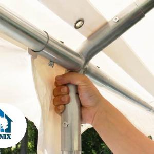Professzionális rendezvénysátor 6x10m, ponyva PVC fehér erősített szerkezettel, padlókerettel