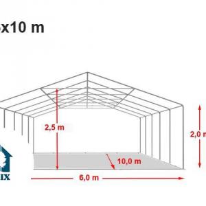Professzionális rendezvénysátor 6x10m, ponyva PVC fehér erősített szerkezettel, padlókerettel