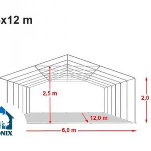 Professzionális rendezvénysátor 6x12 m, ponyva   PVC 800 erősített szerkezettel fehér (72m2)