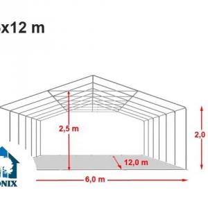 Professzionális rendezvénysátor 6x12 m ponyva  PVC erősített szerkezettel padlókerettelfehér (72m2)