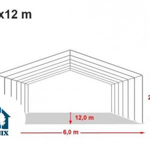 Professzionális rendezvénysátor 6x12 m ponyva  tűzálló PVC 700 fehér (72m2)