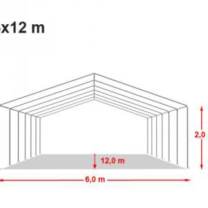 Professzionális rendezvénysátor 6x12m, ponyva PVC 500g/m2 fehér [3257