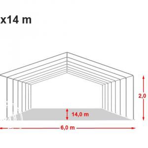 Professzionális rendezvénysátor 6x14 m, ponyva PVC 700 fehér