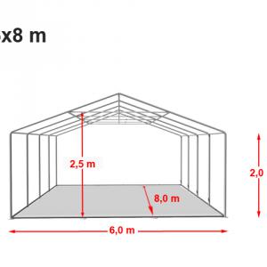 Professzionális rendezvénysátor 6x8 m, ponyva  tűzálló  PVC fehér erősített szerkezettel