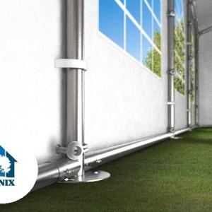 Professzionális rendezvénysátor 8x12m, ponyva lángálló PVC  fehér erősített szerkezettel (96m2)