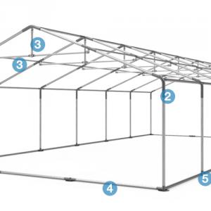 Professzionális rendezvénysátor 8x8 m, ponyva PVC  fehér padlókerettel