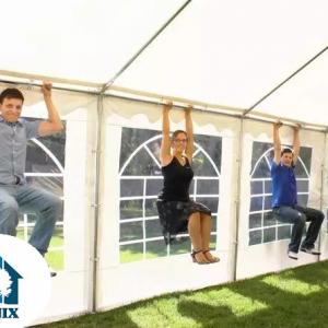 Professzionális rendezvénysátor, parti sátor 5 × 10 m, extra erős PVC ponyvával, teljesen horganyzott acélszerkezettel – 50 m²