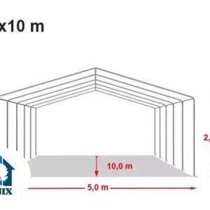 Professzionális rendezvénysátor, parti sátor 5 × 10 m, extra erős PVC ponyvával, teljesen horganyzott acélszerkezettel – 50 m²