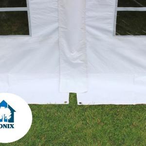 Professzionális rendezvénysátor parti sátor 5x10 m, ponyva lángálló PVC  szürke erősített szerkezettel
