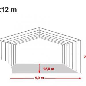 Professzionális rendezvénysátor parti sátor 5x12m, ponyva  tűzálló PVC fehér