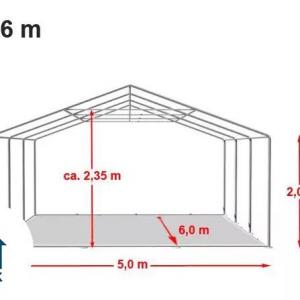 Professzionális rendezvénysátor parti sátor 5x6 m, ponyva PVC  erősített szerkezettel padlókerettel szürke/fehér