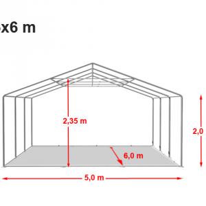 Professzionális rendezvénysátor parti sátor 5x6 m, ponyva tűzálló PVC fehér erősített szerkezettel