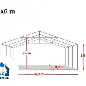 Professzionális rendezvénysátor parti sátor 6x6 m, ponyva PVC erősített szerkezettel fehér