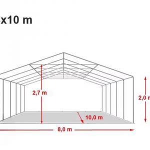 Professzionális  rendezvénysátor parti sátor 8x10 m, ponyva  lángálló PVC erősített szerkezettel padlókerettel fehér