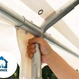 Professzionális rendezvénysátor, partisátor 3 × 6 m, 18 m², PVC ponyvával, megerősített horganyzott acélszerkezettel, stabil padlókerettel és megerősített tetőszerkezettel