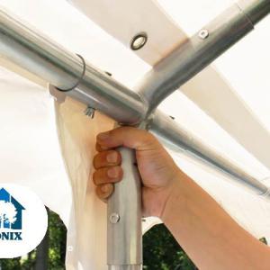 Professzionális rendezvénysátor, partisátor 3 × 6 m, 18 m², PVC ponyvával, megerősített horganyzott acélszerkezettel, stabil padlókerettel és megerősített tetőszerkezettel