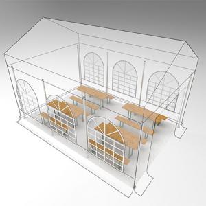 Professzionális rendezvénysátor, partisátor 4 × 6 m – 24 m², fehér, 100%-ban vízálló PVC ponyvával és extra erős, teljesen horganyzott acélszerkezettel