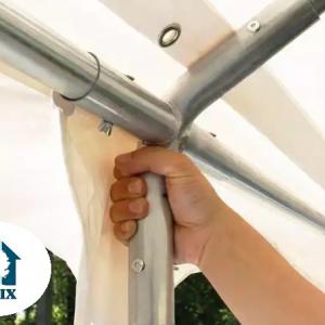 Professzionális rendezvénysátor, partisátor 4 × 6 m, 24 m², fehér PVC ponyvával, megerősített horganyzott acélszerkezettel, stabil padlókerettel és megerősített tetőszerkezettel