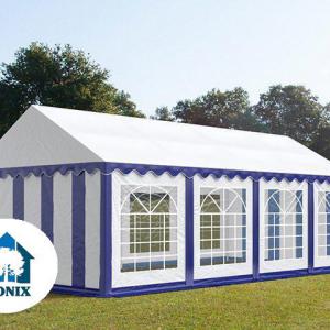 Professzionális rendezvénysátor, partisátor 4 × 8 m, 32 m², extra erős fehér PVC ponyvával és horganyzott acélszerkezettel