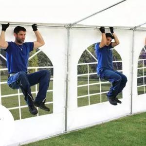 Professzionális rendezvénysátor, partisátor 5 × 10 m, 50 m²,  PVC ponyvával, megerősített horganyzott acélszerkezettel, stabil padlókerettel és megerősített tetőszerkezettel