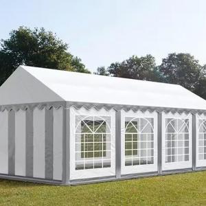 Professzionális rendezvénysátor, partisátor 5 × 10 m, 50 m²,  PVC ponyvával, megerősített horganyzott acélszerkezettel, stabil padlókerettel és megerősített tetőszerkezettel