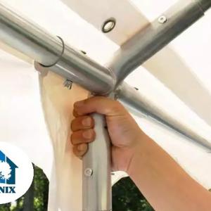 Professzionális rendezvénysátor, partisátor 5 × 12 m, 60 m², fehér PVC ponyvával, megerősített horganyzott acélszerkezettel, stabil padlókerettel és megerősített tetőszerkezettel