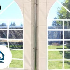 Professzionális rendezvénysátor, partisátor 5 × 12 m, 60 m², lángálló fehér PVC ponyvával, extra erős horganyzott acélszerkezettel, megerősített tetővel és stabil padlókerettel