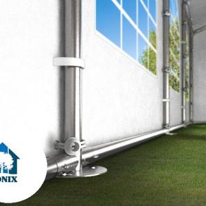 Professzionális rendezvénysátor, partisátor 5 × 12 m, 60 m², lángálló fehér PVC ponyvával, extra erős horganyzott acélszerkezettel, megerősített tetővel és stabil padlókerettel