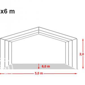 Professzionális rendezvénysátor, partisátor 5 × 6 m, 30 m², extra erős PVC ponyvával, horganyzott acélszerkezettel