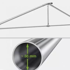 Professzionális rendezvénysátor, partisátor 5 × 8 m, 40 m², fehér PVC ponyvával, megerősített horganyzott acélszerkezettel, stabil padlókerettel és megerősített tetőszerkezettel