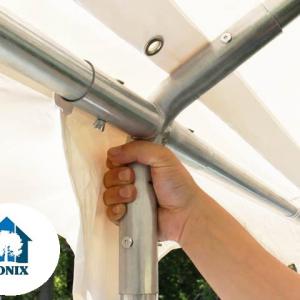 Professzionális rendezvénysátor, partisátor 6 × 10 m, 60 m², extra erős fehér PVC ponyvával,  teljesen horganyzott acélszerkezettel