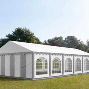 Professzionális rendezvénysátor, partisátor 6 × 12 m, 72 m², lángálló fehér PVC ponyvával, teljesen horganyzott megerősített acélszerkezettel, extra tetőmerevítéssel és stabil padlókerettel