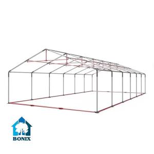 Professzionális rendezvénysátor, partisátor 6 × 14 m, 84 m², lángálló fehér PVC ponyvával, extra erős horganyzott acélszerkezettel,  megerősített tetővel és stabil padlókerettel