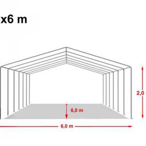 Professzionális rendezvénysátor, partisátor 6 × 6 m, 36 m², extra erős fehér PVC ponyvával, teljesen horganyzott acélszerkezettel