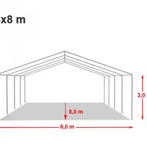 Professzionális rendezvénysátor, partisátor 6 × 8 m, 48 m², extra erős PVC ponyvával, teljesen horganyzott acélvázzal, 100% vízálló, fehér