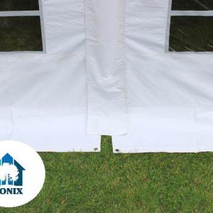 Professzionális rendezvénysátor, partisátor 8 × 16 m – lángálló, fehér PVC ponyvával, megerősített, teljesen horganyzott acél szerkezettel, 128 m²-es alapterülettel