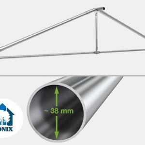 Professzionális rendezvénysátor, partisátor 8 × 8 m, 64 m², fehér PVC ponyvával, megerősített horganyzott acélszerkezettel és stabil padlókerettel