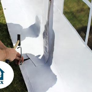 Professzionális rendezvénysátor partisátor  8x12 m ponyva PVC 750 fehér erősített szerkezettel, padlókerettel