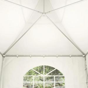 Professzionális rendezvénysátor, partisátor, pagoda sátor 3 × 3 m, 9 m², fehér PVC ponyvával, horganyzott acélvázzal és gyors, szerszám nélküli összeszereléssel